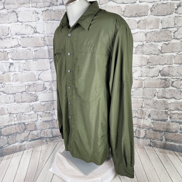 Eddie Bauer Sport Long Sleeve Button Front  Shirt Back Vent Olive Green XLTall - Picture 12 of 15
